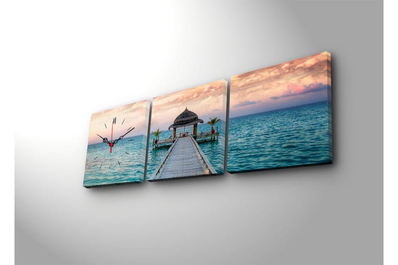 Dekorativ Canvasbilde med Klokke 3 Deler - Flerfarget - Interiør - Veggdekorasjon - Klokker