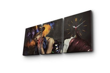 Dekorativ Canvasbilde med Klokke 3 Deler - Flerfarget - Interiør - Veggdekorasjon - Klokker