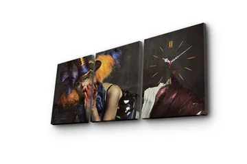 Dekorativ Canvasbilde med Klokke 3 Deler - Flerfarget - Interiør - Veggdekorasjon - Klokker