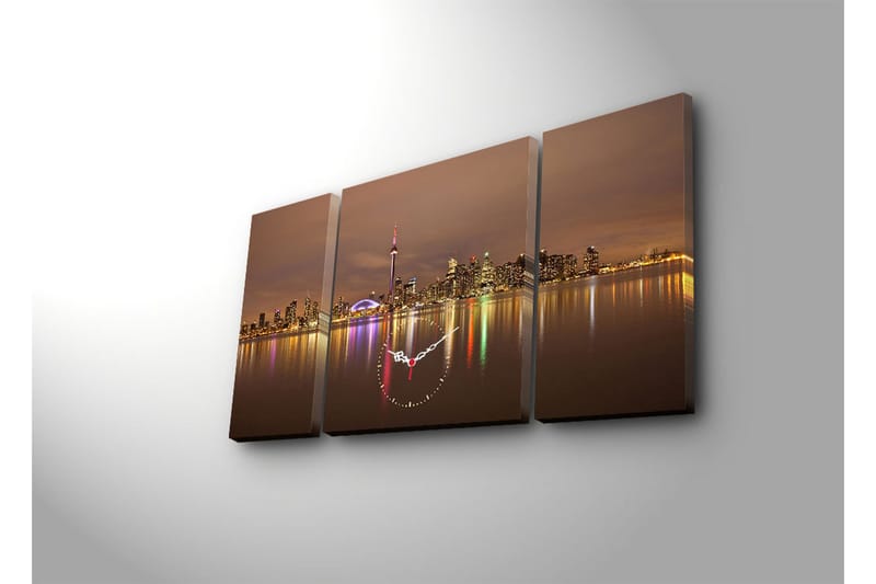 Dekorativ Canvasbilde med Klokke 3 Deler - Flerfarget - Interiør - Veggdekorasjon - Klokker