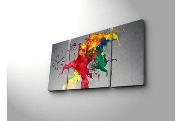 Dekorativ Canvasbilde med Klokke 3 Deler - Flerfarget - Interiør - Veggdekorasjon - Klokker