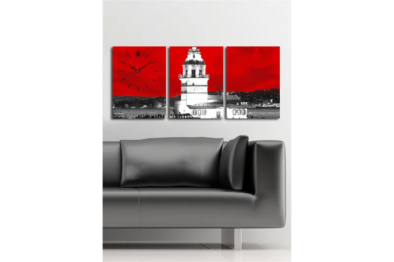 Dekorativ Canvasbilde med Klokke 3 Deler - Flerfarget - Interiør - Veggdekorasjon - Klokker