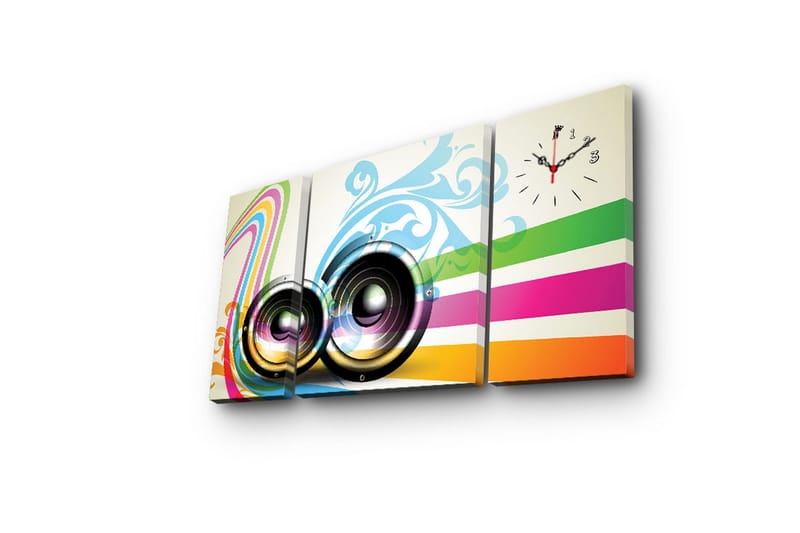 Dekorativ Canvasbilde med Klokke 3 Deler - Flerfarget - Interiør - Veggdekorasjon - Klokker