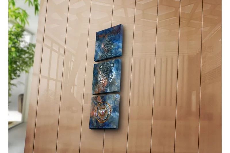 Dekorativ Canvasbilde med Klokke 3 Deler, Flerfarget