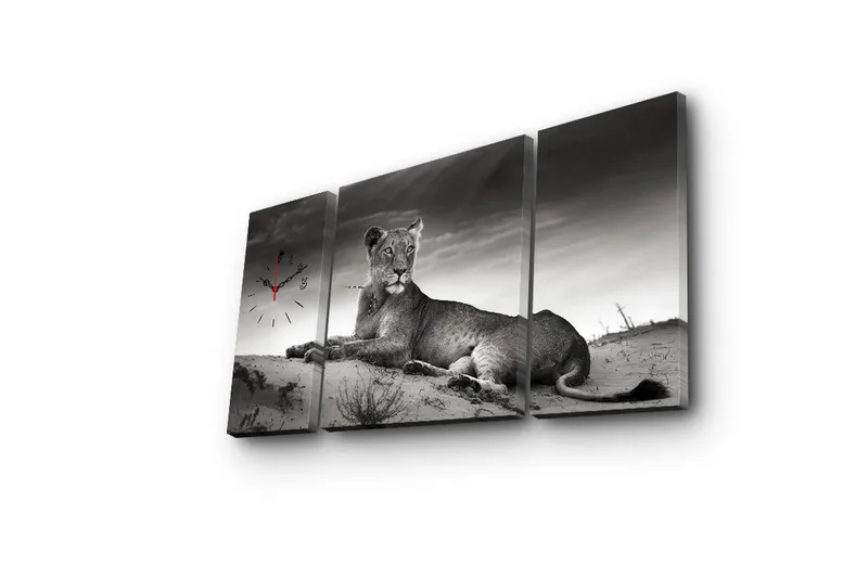 Dekorativ Canvasbilde med Klokke 3 Deler - Flerfarget - Interiør - Veggdekorasjon - Klokker