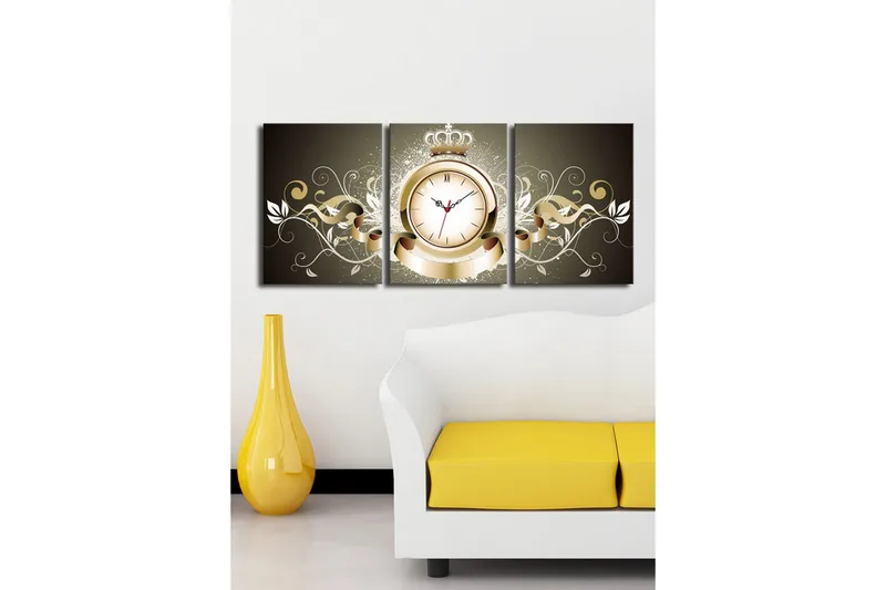 Dekorativ Canvasbilde med Klokke 3 Deler - Flerfarget - Interiør - Veggdekorasjon - Klokker