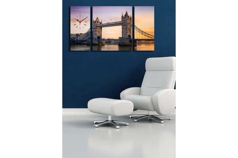 Dekorativ Canvasbilde med Klokke 3 Deler - Flerfarget - Interiør - Veggdekorasjon - Klokker