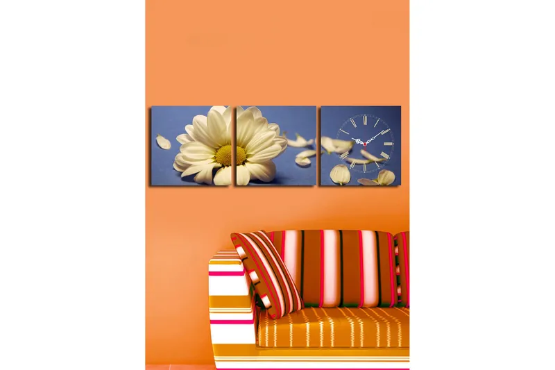 Dekorativ Canvasbilde med Klokke 3 Deler - Flerfarget - Interiør - Veggdekorasjon - Klokker