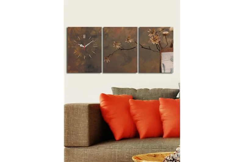 Dekorativ Canvasbilde med Klokke 3 Deler - Flerfarget - Interiør - Veggdekorasjon - Klokker