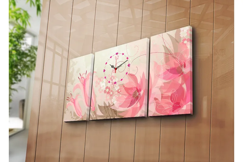 Dekorativ Canvasbilde med Klokke 3 Deler, Flerfarget