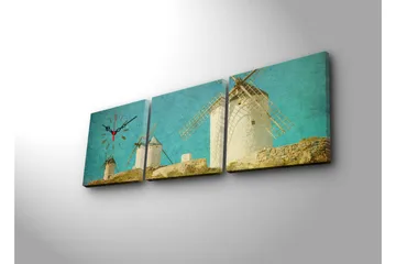 Dekorativ Canvasbilde med Klokke 3 Deler - Flerfarget - Interiør - Veggdekorasjon - Klokker