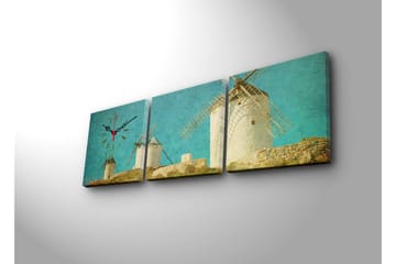 Dekorativ Canvasbilde med Klokke 3 Deler - Flerfarget - Interiør - Veggdekorasjon - Klokker