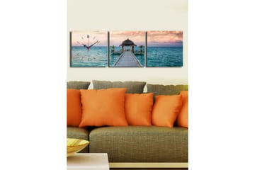 Dekorativ Canvasbilde med Klokke 3 Deler - Flerfarget - Interiør - Veggdekorasjon - Klokker