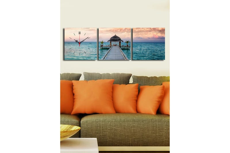 Dekorativ Canvasbilde med Klokke 3 Deler - Flerfarget - Interiør - Veggdekorasjon - Klokker