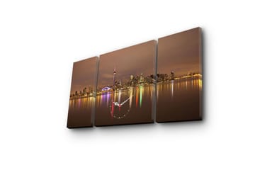 Dekorativ Canvasbilde med Klokke 3 Deler - Flerfarget - Interiør - Veggdekorasjon - Klokker