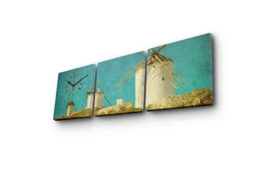 Dekorativ Canvasbilde med Klokke 3 Deler - Flerfarget - Interiør - Veggdekorasjon - Klokker