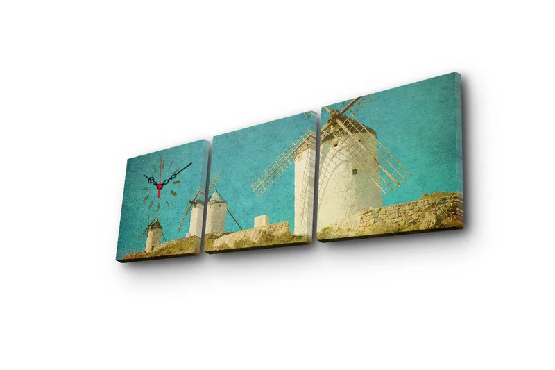 Dekorativ Canvasbilde med Klokke 3 Deler - Flerfarget - Interiør - Veggdekorasjon - Klokker