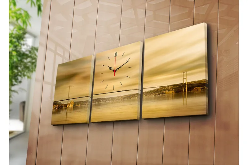 Dekorativ Canvasbilde med Klokke 3 Deler, Flerfarget