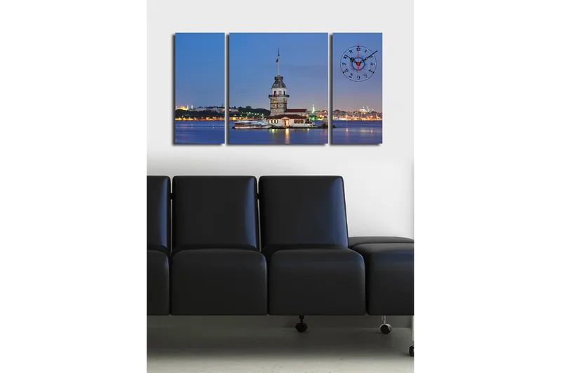 Dekorativ Canvasbilde med Klokke 3 Deler - Flerfarget - Interiør - Veggdekorasjon - Klokker