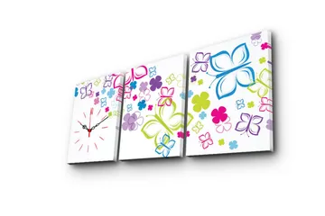 Dekorativ Canvasbilde med Klokke 3 Deler - Flerfarget - Interiør - Veggdekorasjon - Klokker