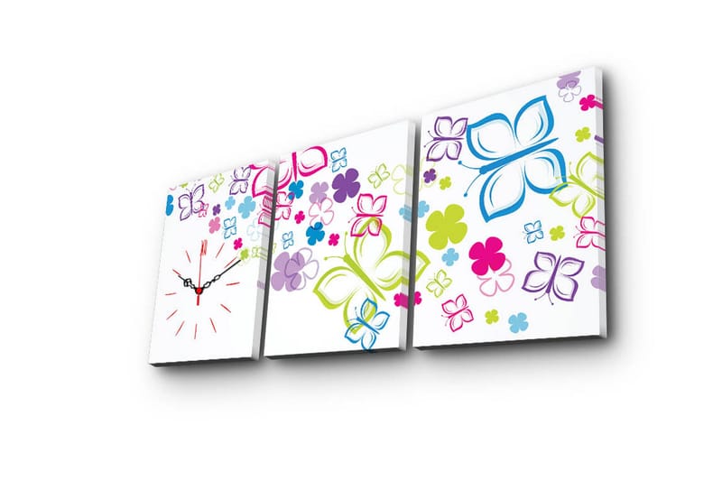 Dekorativ Canvasbilde med Klokke 3 Deler - Flerfarget - Interiør - Veggdekorasjon - Klokker