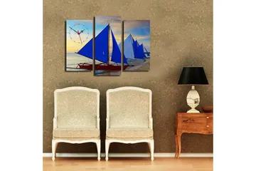 Dekorativ Canvasbilde med Klokke 3 Deler - Flerfarget - Interiør - Veggdekorasjon - Klokker