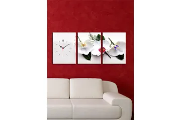 Dekorativ Canvasbilde med Klokke 3 Deler - Flerfarget - Interiør - Veggdekorasjon - Klokker