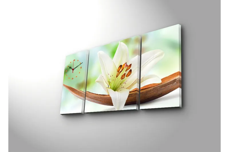 Dekorativ Canvasbilde med Klokke 3 Deler - Flerfarget - Interiør - Veggdekorasjon - Klokker