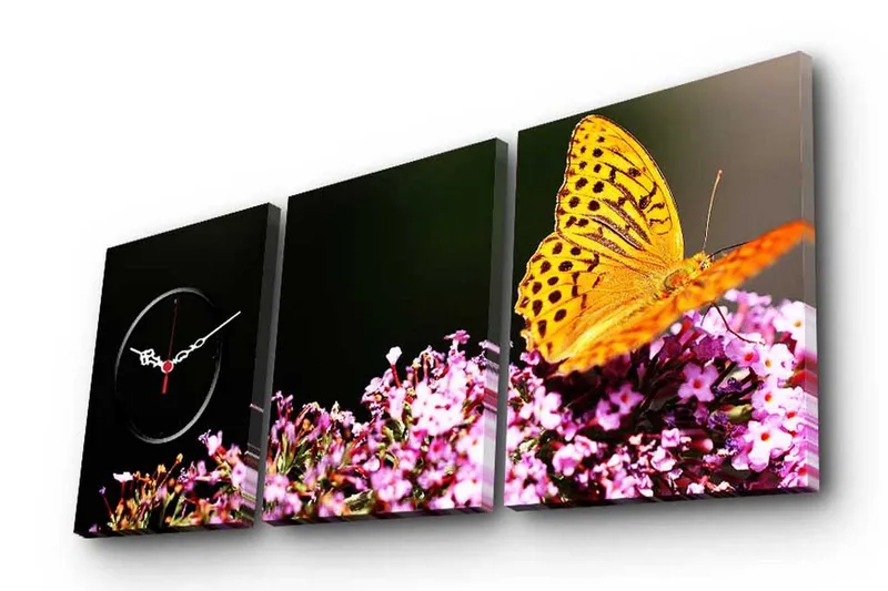 Dekorativ Canvasbilde med Klokke 3 Deler, Flerfarget