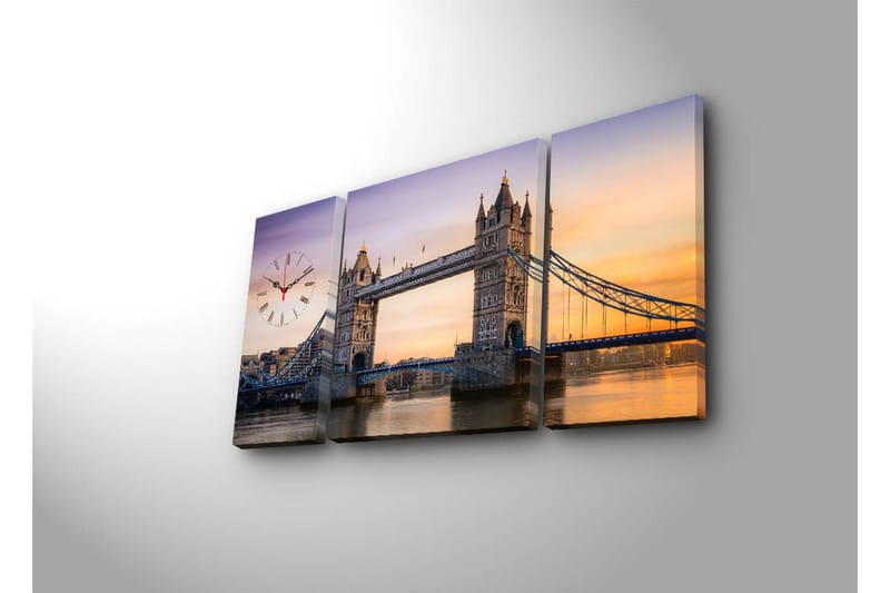 Dekorativ Canvasbilde med Klokke 3 Deler - Flerfarget - Interiør - Veggdekorasjon - Klokker