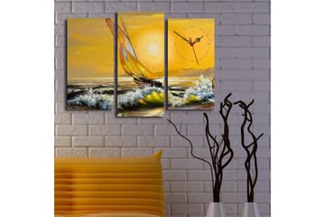 Dekorativ Canvasbilde med Klokke 3 Deler - Flerfarget - Interiør - Veggdekorasjon - Klokker