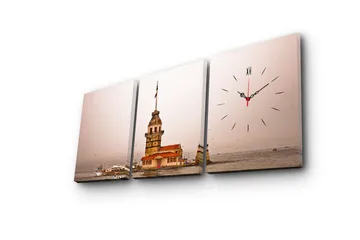 Dekorativ Canvasbilde med Klokke 3 Deler - Flerfarget - Interiør - Veggdekorasjon - Klokker