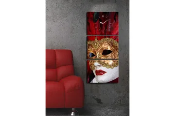 Dekorativ Canvasbilde med Klokke 3 Deler - Flerfarget - Interiør - Veggdekorasjon - Klokker