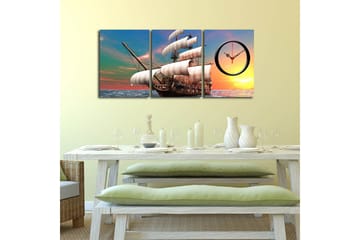 Dekorativ Canvasbilde med Klokke 3 Deler - Flerfarget - Interiør - Veggdekorasjon - Klokker