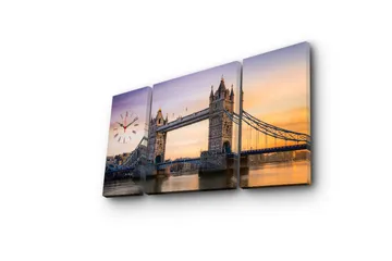 Dekorativ Canvasbilde med Klokke 3 Deler - Flerfarget - Interiør - Veggdekorasjon - Klokker