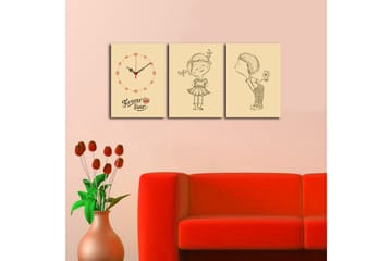 Dekorativ Canvasbilde med Klokke 3 Deler - Flerfarget - Interiør - Veggdekorasjon - Klokker