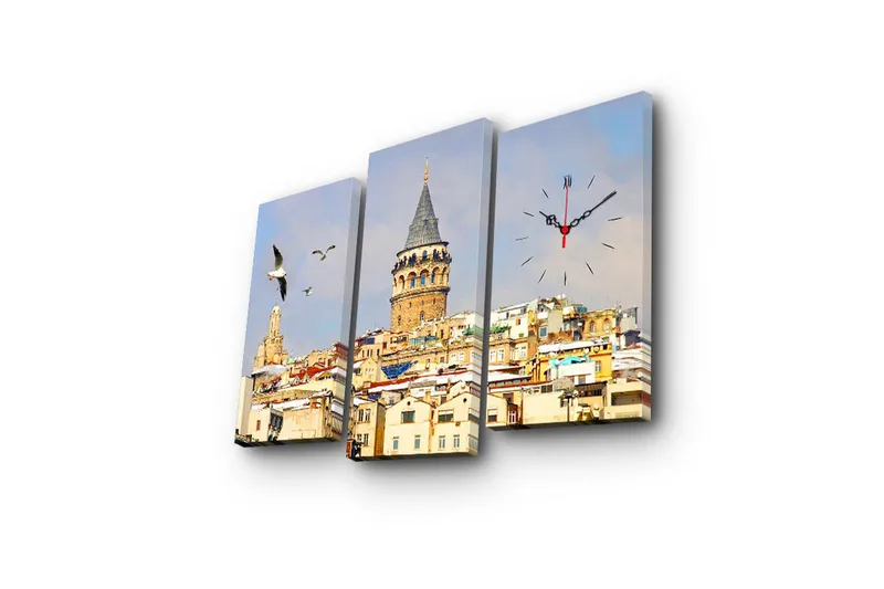 Dekorativ Canvasbilde med Klokke 3 Deler - Flerfarget - Interiør - Veggdekorasjon - Klokker