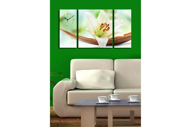 Dekorativ Canvasbilde med Klokke 3 Deler - Flerfarget - Interiør - Veggdekorasjon - Klokker