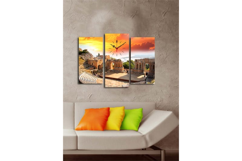 Dekorativ Canvasbilde med Klokke 3 Deler - Flerfarget - Interiør - Veggdekorasjon - Klokker