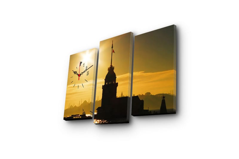 Dekorativ Canvasbilde med Klokke 3 Deler - Flerfarget - Interiør - Veggdekorasjon - Klokker