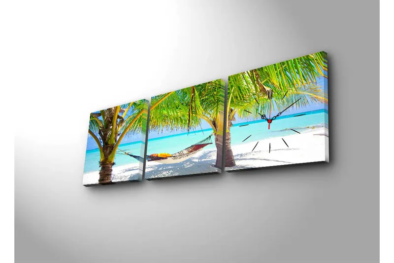 Dekorativ Canvasbilde med Klokke 3 Deler - Flerfarget - Interiør - Veggdekorasjon - Klokker