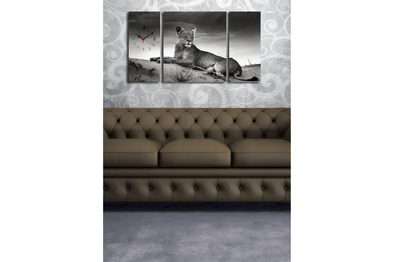 Dekorativ Canvasbilde med Klokke 3 Deler - Flerfarget - Interiør - Veggdekorasjon - Klokker