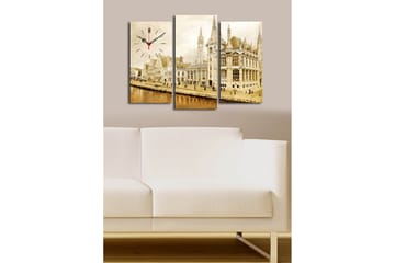 Dekorativ Canvasbilde med Klokke 3 Deler - Flerfarget - Interiør - Veggdekorasjon - Klokker