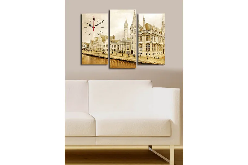 Dekorativ Canvasbilde med Klokke 3 Deler - Flerfarget - Interiør - Veggdekorasjon - Klokker