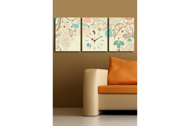 Dekorativ Canvasbilde med Klokke 3 Deler - Flerfarget - Interiør - Veggdekorasjon - Klokker