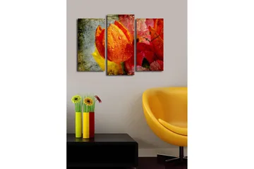 Dekorativ Canvasbilde med Klokke 3 Deler - Flerfarget - Interiør - Veggdekorasjon - Klokker