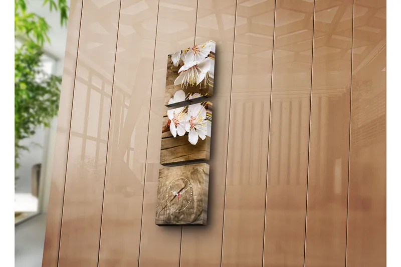 Dekorativ Canvasbilde med Klokke 3 Deler, Flerfarget