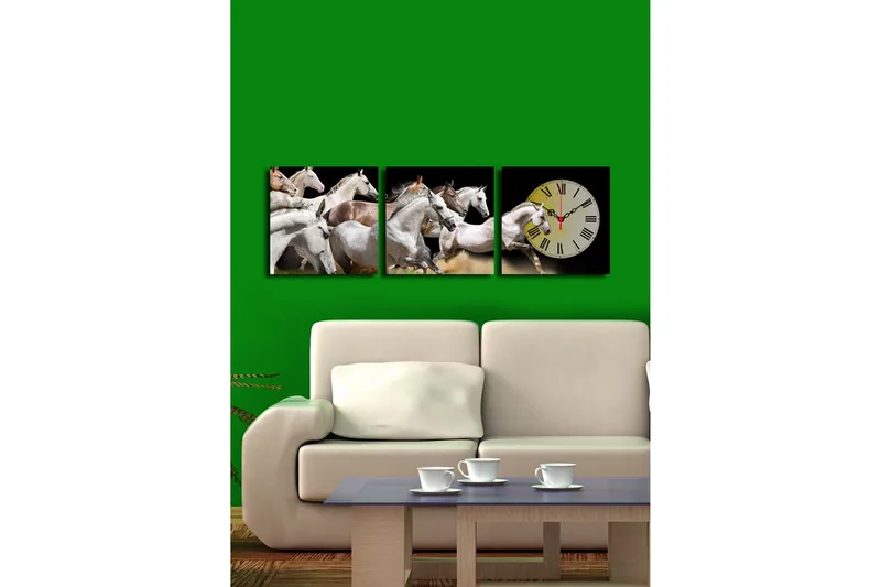 Dekorativ Canvasbilde med Klokke 3 Deler - Flerfarget - Interiør - Veggdekorasjon - Klokker