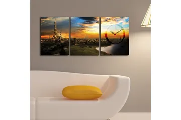 Dekorativ Canvasbilde med Klokke 3 Deler - Flerfarget - Interiør - Veggdekorasjon - Klokker