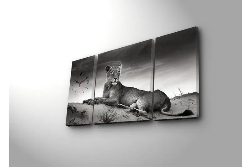 Dekorativ Canvasbilde med Klokke 3 Deler - Flerfarget - Interiør - Veggdekorasjon - Klokker